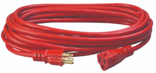 CORD EXTENSION 25' 14/3 125V RED - Cords